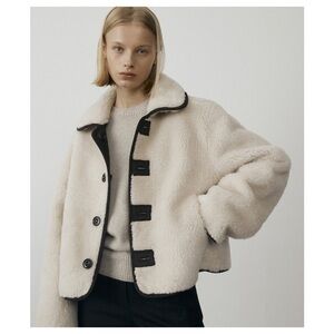 DUNST Reversible Wool Shearling Jacket (Brown) S